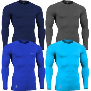 Imagem de Kit C/ 4 Camisas de Compressão Térmica Stigli Pro Proteção Solar FPU50+ Manga Longa Poliamida