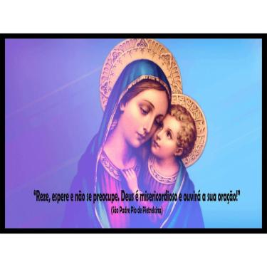 Imagem de Quadro Decorativo Religioso Maria e Jesus 20x30cm com Moldura e Vidro
