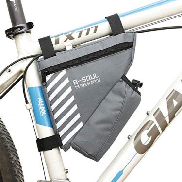 Imagem de AKT Bolsa de bicicleta triangular à prova d'água Bolsa frontal de ciclismo Bolsa de bicicleta Bolsa de armação Acessórios de bicicleta, Cinza