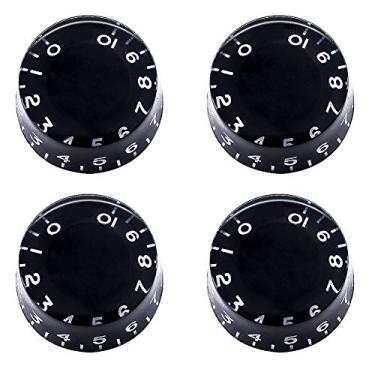 Imagem de mxuteuk 4 Pçs Botões De Guitarra Para Baixo Elétrico Botões De Cartola Botão De Controle De Velocidade Volume Tom Amp Efeito Pedal Botões De Controle Knob-S3 Palavra Preta/Branca