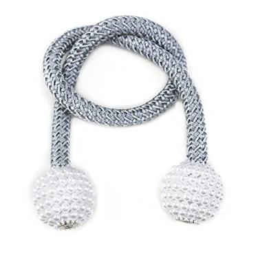 Imagem de Cortina magnética Clip Room Acessórios Pearl Ball Cortinas Titular Fivela Corda Tieback Decoração de Casa Bola Pendurada Amarração Traseira, Branco, 1 peça