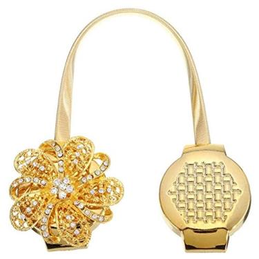 Imagem de Cortina magnética em forma de flor Cortinas de janela de amarração Modren Cortinas para decoração de casa Cortinas de fivela Acessórios para cortinas douradas