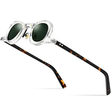 Imagem de Óculos de Sol Polarizados Acetato Masculino Retro Vintage Pequeno Oval Redondo Óculos de Sol Feminino, Transparente, Tamanho Único