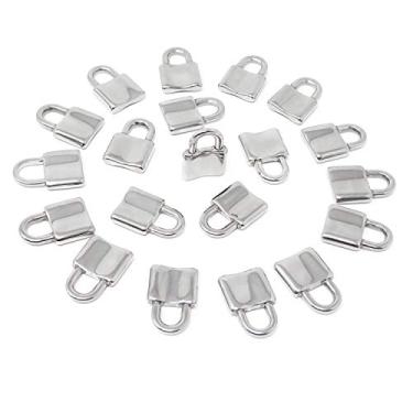 Imagem de Honbay 20 pçs pingentes de aço inoxidável prata trava pingentes para colar pulseira joias chaveiro