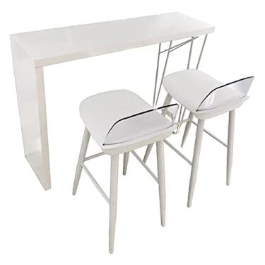 Imagem de KIZQYN Mesa de bar mesa de bar varanda casa pés altos contra a parede leite loja de chá mesa longa simples, não incluído cadeiras conjunto de mesa de pub (cor: 140 * 40 * 105cm)