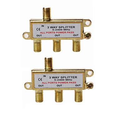 Imagem de WEVZENEY divisor de cabo coaxial de 3 vias, 2,4 GHz 5-2400 MHz, funciona com STB TV, satélite, Internet de alta velocidade, antena e rede MoCA, conectores banhados a ouro, resistente à corrosão, pacote com 2