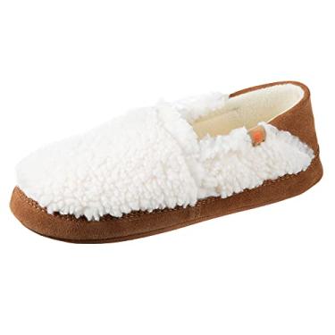 Imagem de Acorn Pantufas femininas moc com sensação confortável de nuvem, cabedal macio e aconchegante e sola antiderrapante, Pipoca polida com salto dobrável, 9.5-10.5