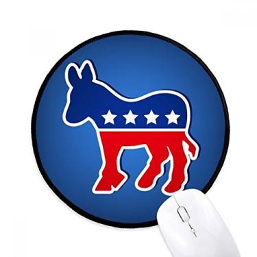 Imagem de DIYthinker Tapete de rato americano com emblema de burro democrático para mesa de escritório tapete redondo para computador