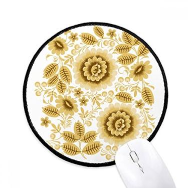 Imagem de Tapete de mouse com estampa floral clássico amarelo dourado para computador