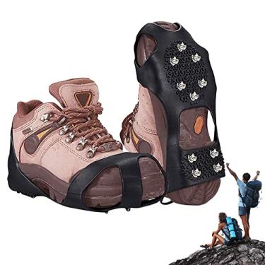 Imagem de Grampos para Caminhada | Picos neve antiderrapantes duráveis para sapatos com 10 chuteiras neve inoxidáveis - Botas Chuteiras para Sapatos Botas Homens Mulheres Caminhada Shrigm
