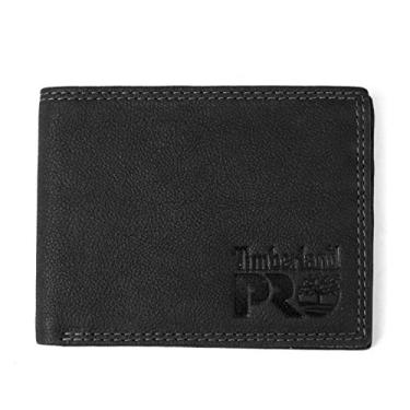 Imagem de Timberland PRO Carteira masculina fina de couro RFID com janela traseira para identidad...