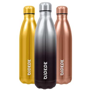 Imagem de BJPKPK Garrafa de água de aço inoxidável - 740 ml - Garrafa isolada a vácuo com parede dupla - Prata brilhante, cola25shine01
