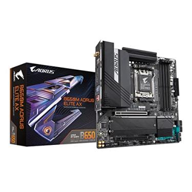 Imagem de GIGABYTE B650M AORUS Elite AX (AM5/LGA 1718/AMD B650/Micro-ATX/ 5 anos de garantia/DDR5/2* M.2/PCIe 5.0/USB 3.2 Gen2X2 Type-C/Intel 2.5GbE LAN/Q-Flash Plus/EZ-Latch/Placa-mãe para jogos)