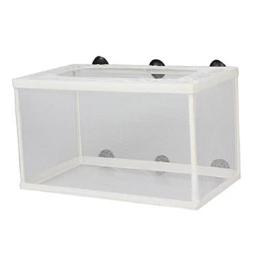 Imagem de KLKCMS Caixa de criação de peixes, aquário de incubação de separação com ventosas rede de isolamento para peixes agressivos, peixe-palhaço, batatas fritas recém-nascidas