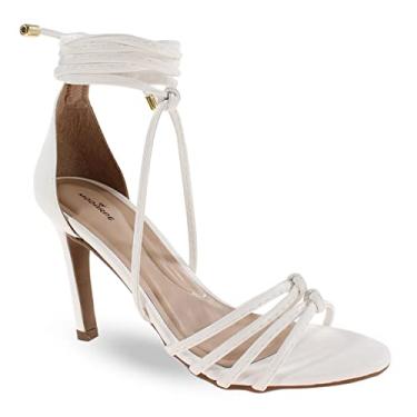 Imagem de Sandália Modarpe Salto Fino Amarração Feminina F10 Cor:Branco;Tamanho:34