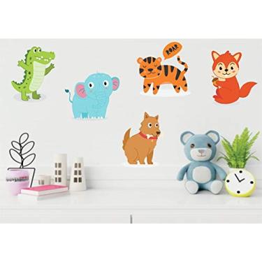 Imagem de Adesivo Parede Decorativo Infantil Animais Kit 5 uni 35cm cada