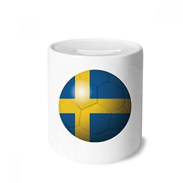 Imagem de DIYthinker Caixa de moedas de cerâmica com a bandeira nacional de futebol americano da Suécia