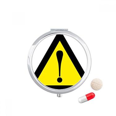 Imagem de Símbolo de aviso amarelo preto seguro triângulo caixa de armazenamento de medicamentos dispensador de comprimidos