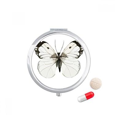 Imagem de Caixa de comprimidos Borboleta com asas brancas escuras, caixa de armazenamento de medicamentos, dispensador de contêiner