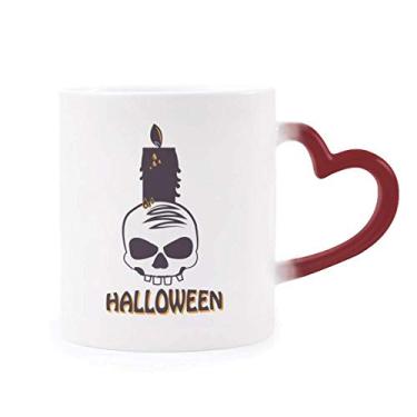 Imagem de Velas de Halloween caveira bruxa sensível ao calor caneca vermelha muda de cor