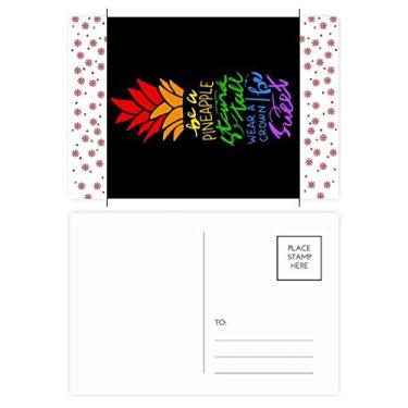 Imagem de Abacaxi LGBT Bandeira do Arco-íris Citação Natal Flor Celebração Cartão Postal Cartão Bênção
