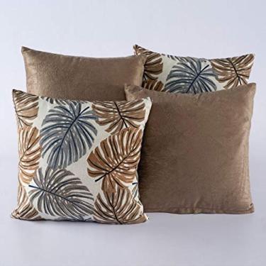 Imagem de Kit c/ 4 Almofadas Cheias Decorativas Folhas Caqui