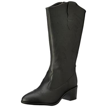 Imagem de Bota Beira Rio Estilo Montaria Napa Berlim Cano Alto Salto Médio,Preto, 37