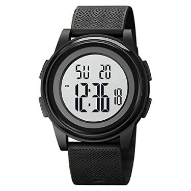 Imagem de Relógio de pulso masculino minimalista ultrafino à prova d'água com mostrador grande angular e pulseira de borracha 1206, Preto, ultrafino