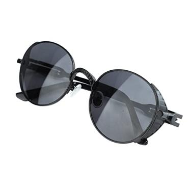 Imagem de Óculos de Sol Polarizados Unissex retrô para Homens e Mulheres Armação Preta óculos Cinza C32