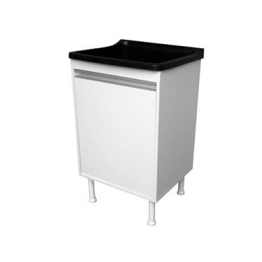 Imagem de Gabinete Para Lavanderia 53cm+ Tanque 34lts Entregue Montado (Preto)