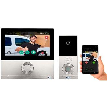 Imagem de Campainha Interfone Residencial Video Porteiro Eletronico Camera HD Visão Noturna IR Monitor LCD Colorido 7" - Destrava 2 fechaduras eletricas