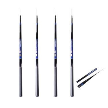 Imagem de Kit 4 Vara de Pesca Telescópica em Fibra de Vidro com Capa Protetora,de Mão Retrátil Caniço com 3 Metros a 5 Metros (Azul, 3,0M)
