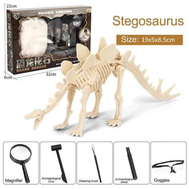 Imagem de Brinquedo de dinossauro montado diy infantil Arqueologia Esqueleto fóssil de dinossauro