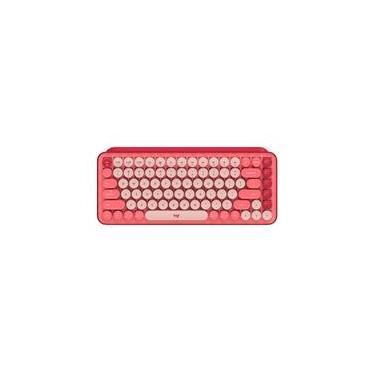 Imagem de Teclado Mecânico Sem Fio Logitech POP Keys, Switch Brown, Bluetooth, Teclas Emoji Personalizáveis, USB, Rosa Heartbreaker - 920-010712