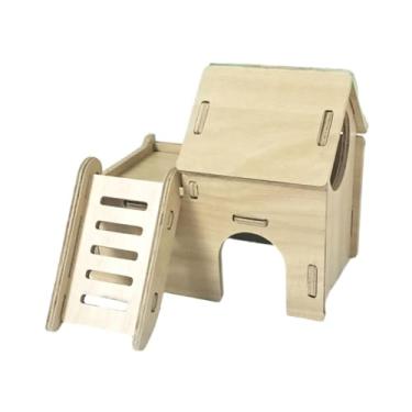 Imagem de Ｂｅｓｇａ Casa de Hamster de Madeira, Esconderijo de Hamster, Esconderijo de Madeira Maciça, Gaiola de Brinquedo de Madeira, Acessórios para Hamsters Sírios, Ra, estilo a