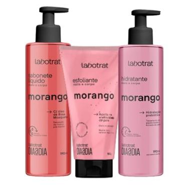 Imagem de Kit Experiência de Banho LABOTRAT Morango Esfoliante 150g + Hidratante 190ml + Sabonete Líquido 190ml