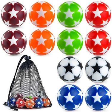 Imagem de Coopay Bolas de pebolim de 32 mm de 32 mm, bolas de substituição de futebol de mesa, multicoloridas, oficiais, bolas de jogo de mesa com uma bolsa de cordão preta (estrela multicolorida)