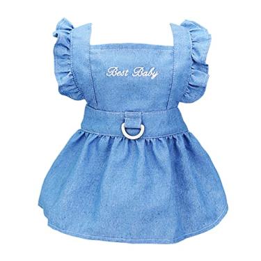 Imagem de Roupas luxuosas para cachorrinhos - vestidos de princesa, saia tutu para noite de casamento, saia jeans para cães pequenos, meninas, azul claro, PP
