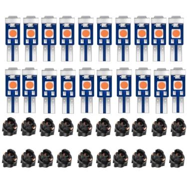 Imagem de MOAEWN 20 peças de luzes LED T5 para painel de carro, vermelho 74 37 2721 PC74 lâmpada de substituição com soquete de trava de torção, para painel de instrumentos de porta de cúpula interior, painel de painel indicador de medidor