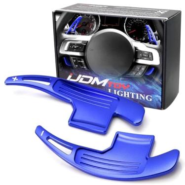 Imagem de iJDMTOY Capas de extensão de câmbio de volante de alumínio azul esportivo compatíveis com Ford Mustang 2015