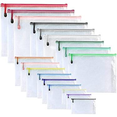 Imagem de Oaimyy -18 unidades, bolsa de plástico com zíper, pastas de documentos, bolsa com zíper, pastas de arquivo para material de escritório, viagens, armazenamento organizativo (6 tamanhos, multicoloridos)