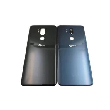 Imagem de SHOWGOOD Capa de bateria traseira de vidro para painel de porta traseira para LG G7 ThinQ G710EM capa de bateria com substituição de lente de câmera (vermelho sem lente)