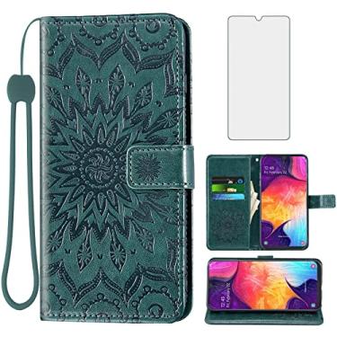 Imagem de Capa de telefone para Samsung Galaxy A50 carteira com protetor de tela de vidro temperado, capa flip magnética de couro, suporte para cartão, acessórios para celular Glaxay A 50 Gaxaly S50 50A SM