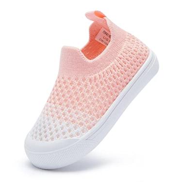 Imagem de BMCiTYBM Tênis para bebês meninas e meninos leve malha respirável primeiros caminhantes 6-24 meses, 3 - Rosa, 2.5-3 years Toddler