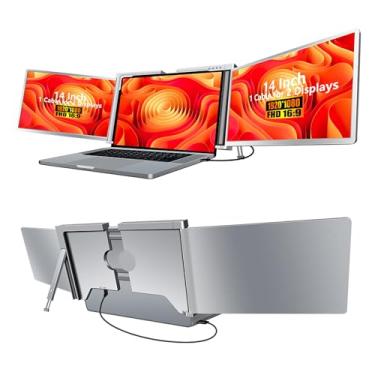 Imagem de MNN Monitor portátil, extensor de tela de laptop FHD 1080P IPS de 14 polegadas, suporte embutido, apenas um extensor de monitor de laptop USB-C Plug and Play compatível com MacOS, Wins, Android para