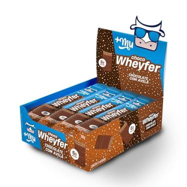 Imagem de Chocowheyfer, Mais Mu, Wafer Proteico Sabor Chocolate e Avelã, 6g de Proteína, Zero Açúcar, Display com 12 Unidades