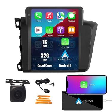 Imagem de Kunfine Tesla Style Car CarPlay Android Auto Navigation Stereo GPS Radio Reverse Camera 24.6 cm IPS Touchscreen Headunit Tablet Media Player para Honda Civic 2012-2015 (2.0), se aplicável Quad Core 1G