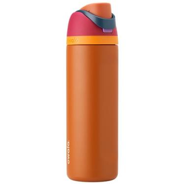 Imagem de Owala Garrafa de água de aço inoxidável isolada FreeSip com canudo para esportes e viagens, sem BPA, 680 g, ameixa/marrom (pedra preciosa chique)