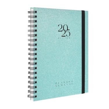 Imagem de Agenda Planner Semanal 2025 Plus Solid Glitter Cores Verde Água