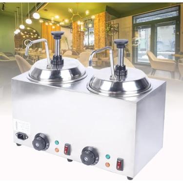 Imagem de Dispensador de queijo quente, aquecedor elétrico de molho de manteiga, dispensadores de condimentos com recipientes para restaurante, buffet